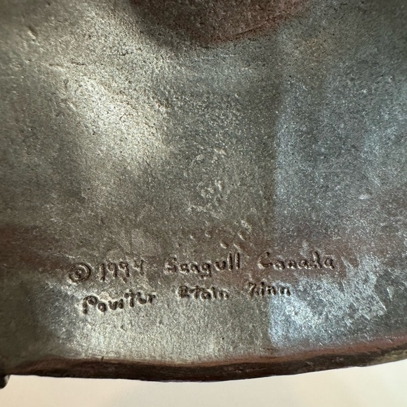 SEAGULL CANADA PEWTER CANDLE STICK HOLDER SIGNED BY ETAIN ZINN 1994 - Picture 7 of 8